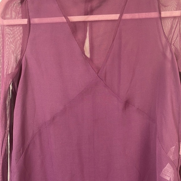 Zara sheer purple long sleeve blouse with ruffle detail size S - Picture 7 of 7